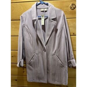 Chico's 2 Size 12/14 Coat Jacket Plush LS Lightweight Outerwear Lilac NWT $139